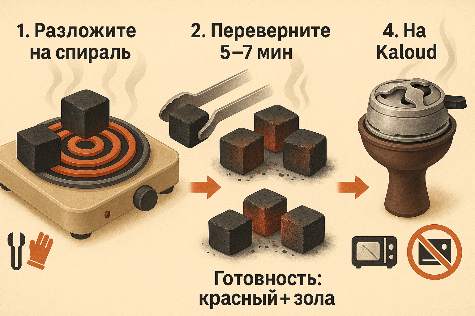 Пошаговая инструкция по разжиганию угля для кальяна на электрической плитке: от укладки до готовности